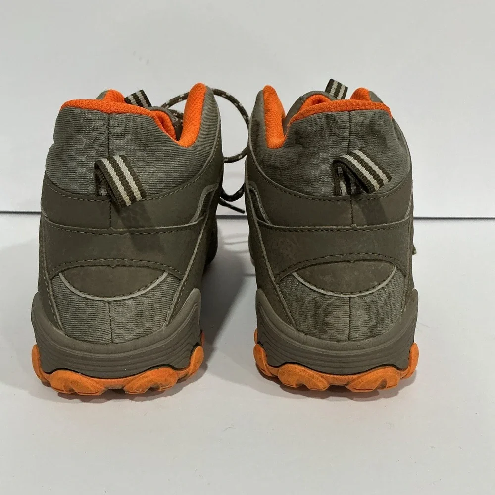 Merrell Chameleon Access Mid Kids Sz 4 Gray Orange Waterproof Hiking Boots